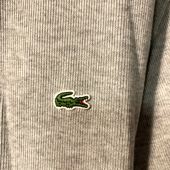 Lacoste Men's Logo 1/4 Zip Cotton Knit Sweatshirt Size XXL Gray Pockets Casual - Picture 4 of 9